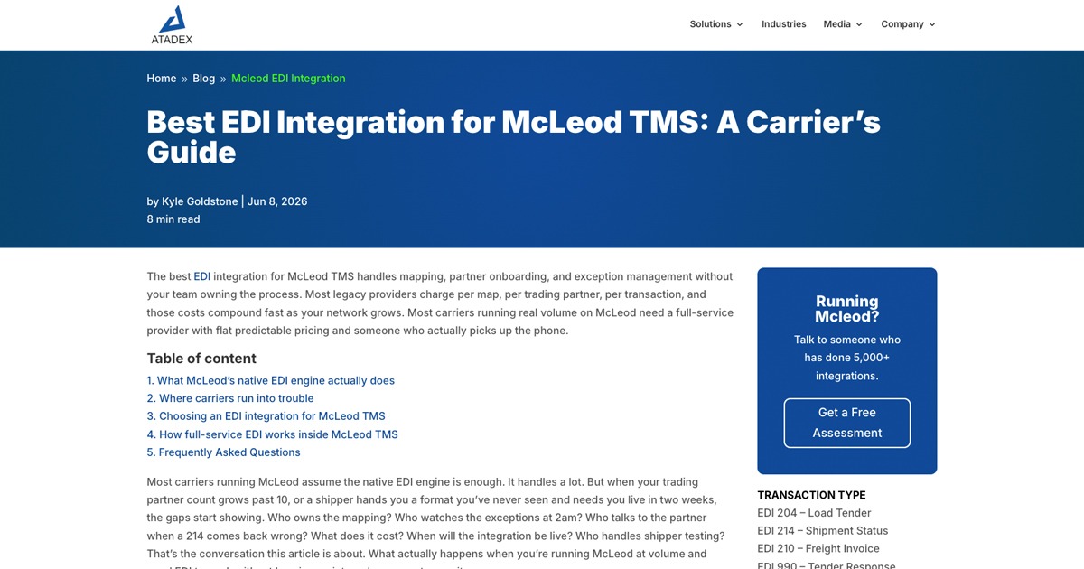 Best EDI Integration for McLeod TMS: A Carrier's Guide